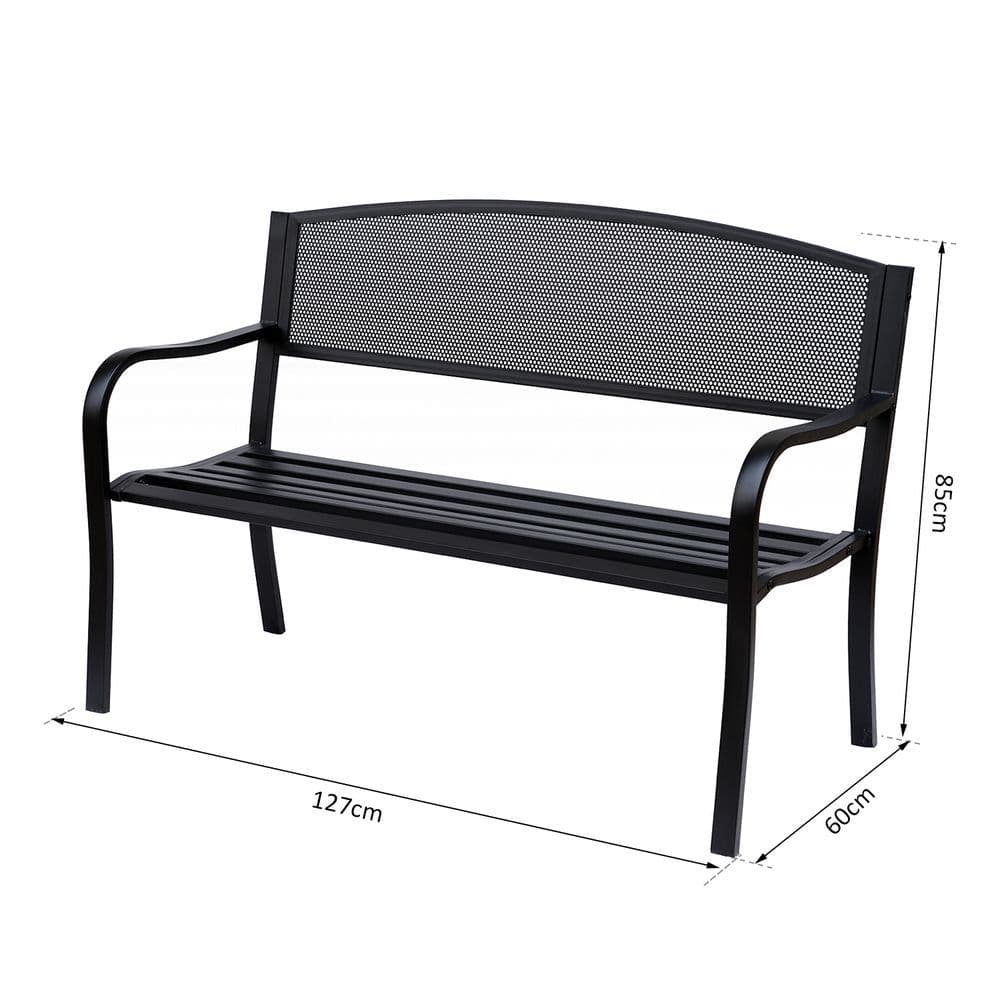 image-2 Person Garden Bench, Steel-Black