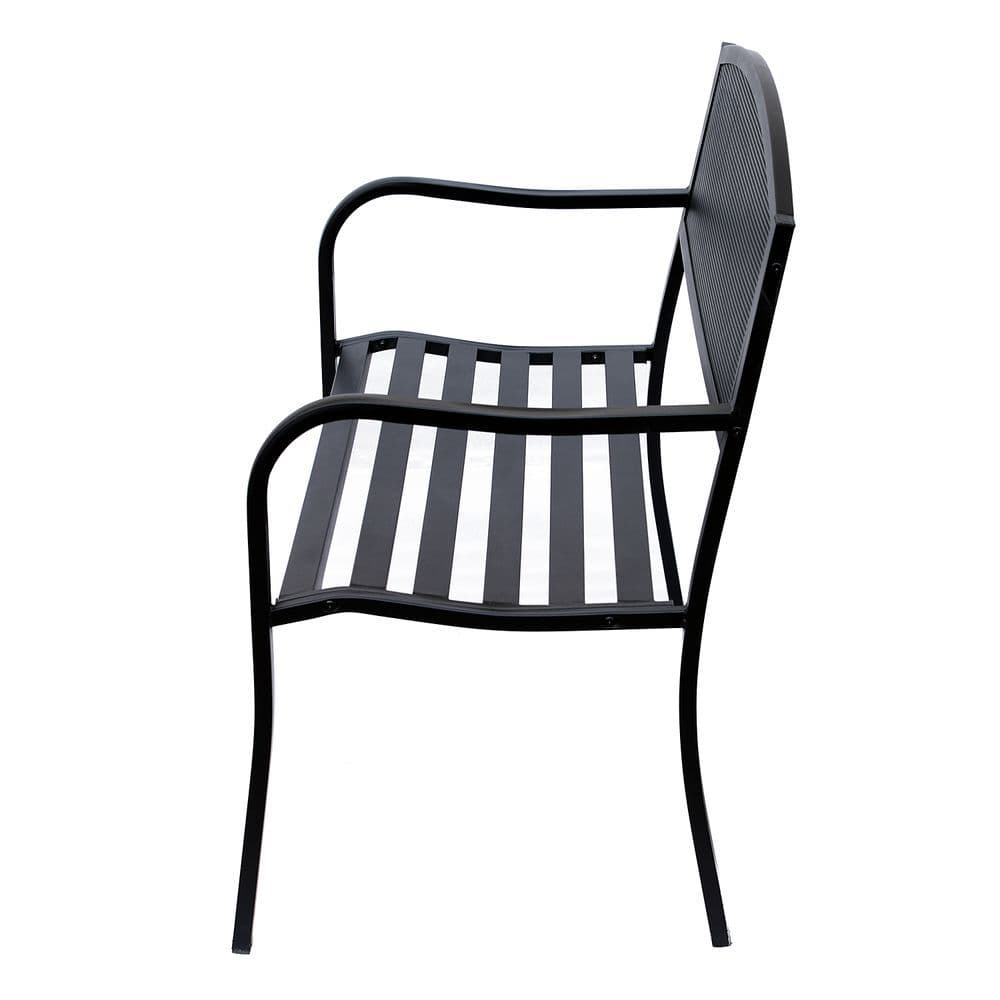 image-2 Person Garden Bench, Steel-Black
