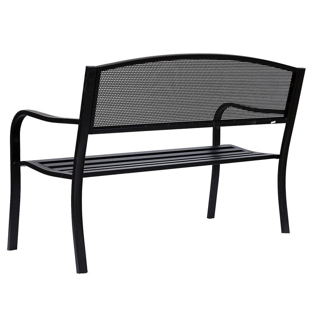 image-2 Person Garden Bench, Steel-Black