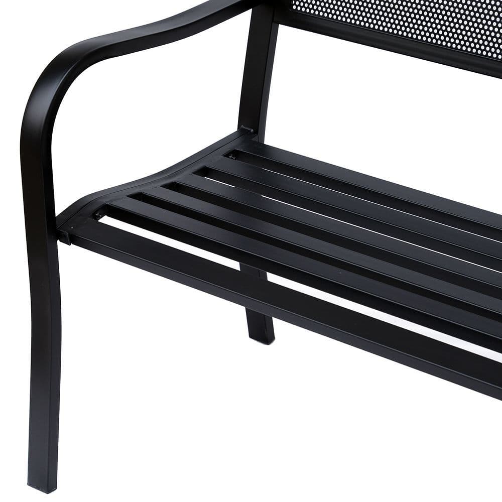 image-2 Person Garden Bench, Steel-Black