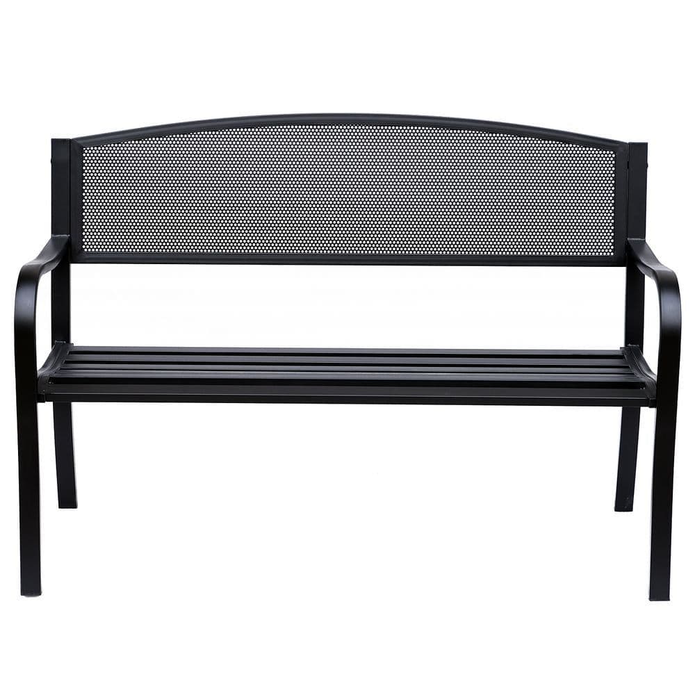image-2 Person Garden Bench, Steel-Black