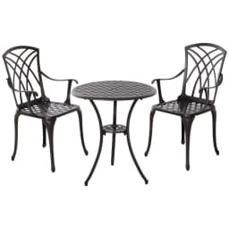 image-Cast Aluminium 2-Seater Outdoor Garden Table & Chair Set Brown