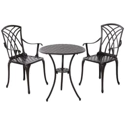 image-Cast Aluminium 2-Seater Outdoor Garden Table & Chair Set Brown