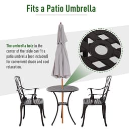 image-Cast Aluminium 2-Seater Outdoor Garden Table & Chair Set Brown