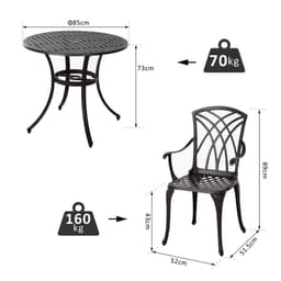 image-Cast Aluminium 4-Seater Outdoor Garden Table & Chair Set Brown