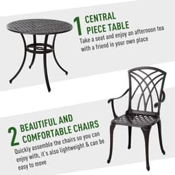 image-Cast Aluminium 4-Seater Outdoor Garden Table & Chair Set Brown