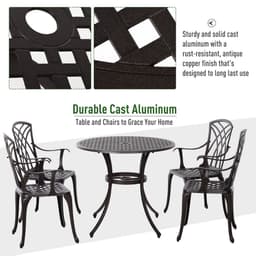 image-Cast Aluminium 4-Seater Outdoor Garden Table & Chair Set Brown