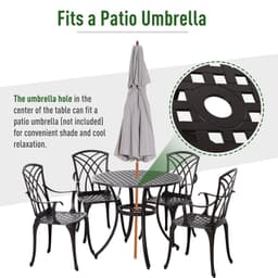 image-Cast Aluminium 4-Seater Outdoor Garden Table & Chair Set Brown