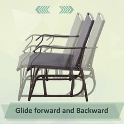 image-Steel Frame Set-of-2 Glider Rocking Chair w/ Table Set Grey
