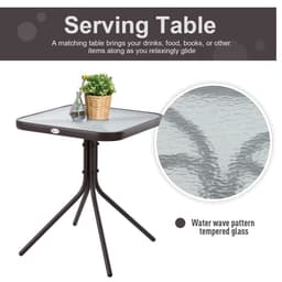 image-Steel Frame Set-of-2 Glider Rocking Chair w/ Table Set Grey