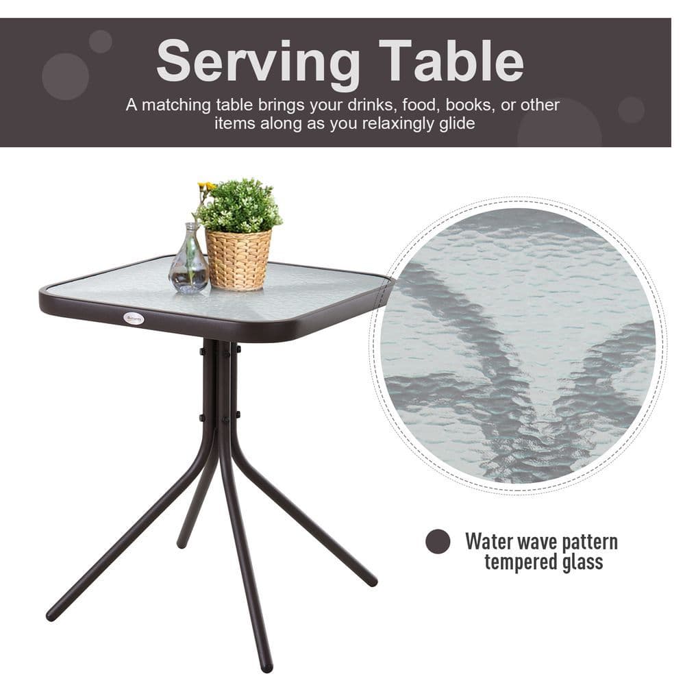 image-Steel Frame Set-of-2 Glider Rocking Chair w/ Table Set Grey