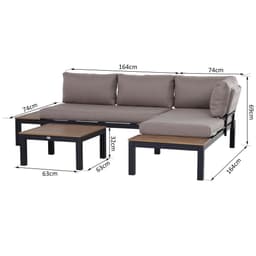 image-3-Piece Aluminium Frame Outdoor Garden Furniture Set Mixed Grey