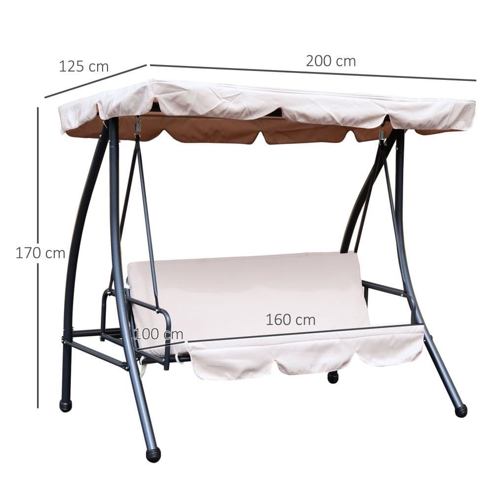 image-2-in-1 Patio Swing Chair 3 Seater Hammock Cushion Bed Lounger Tilt Canopy