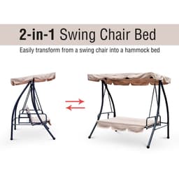 image-2-in-1 Patio Swing Chair 3 Seater Hammock Cushion Bed Lounger Tilt Canopy