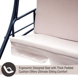 image-2-in-1 Patio Swing Chair 3 Seater Hammock Cushion Bed Lounger Tilt Canopy