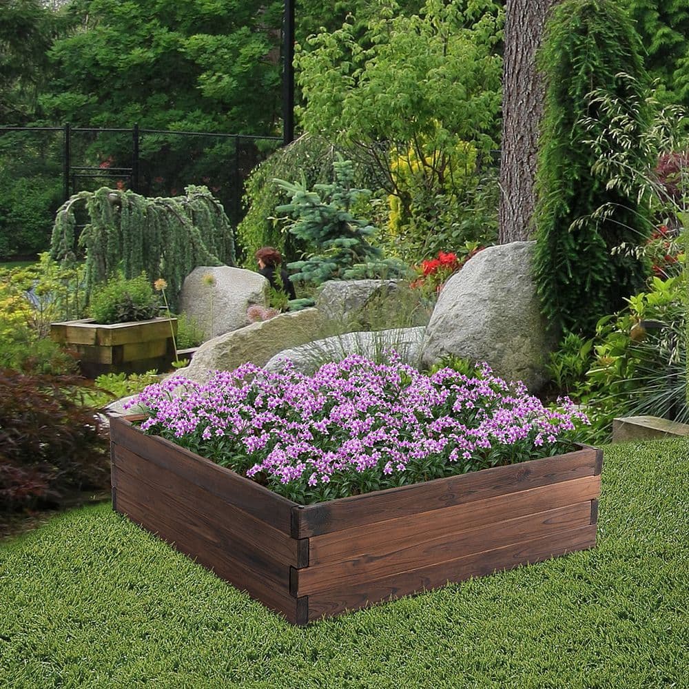image-Wooden Raised Garden Bed Planter Grow Containers Pot 80 x 80 x 22.5cm