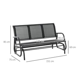 image-3-Seat Glider Rocking Chair for 3 People Bench Patio Furniture Metal Frame