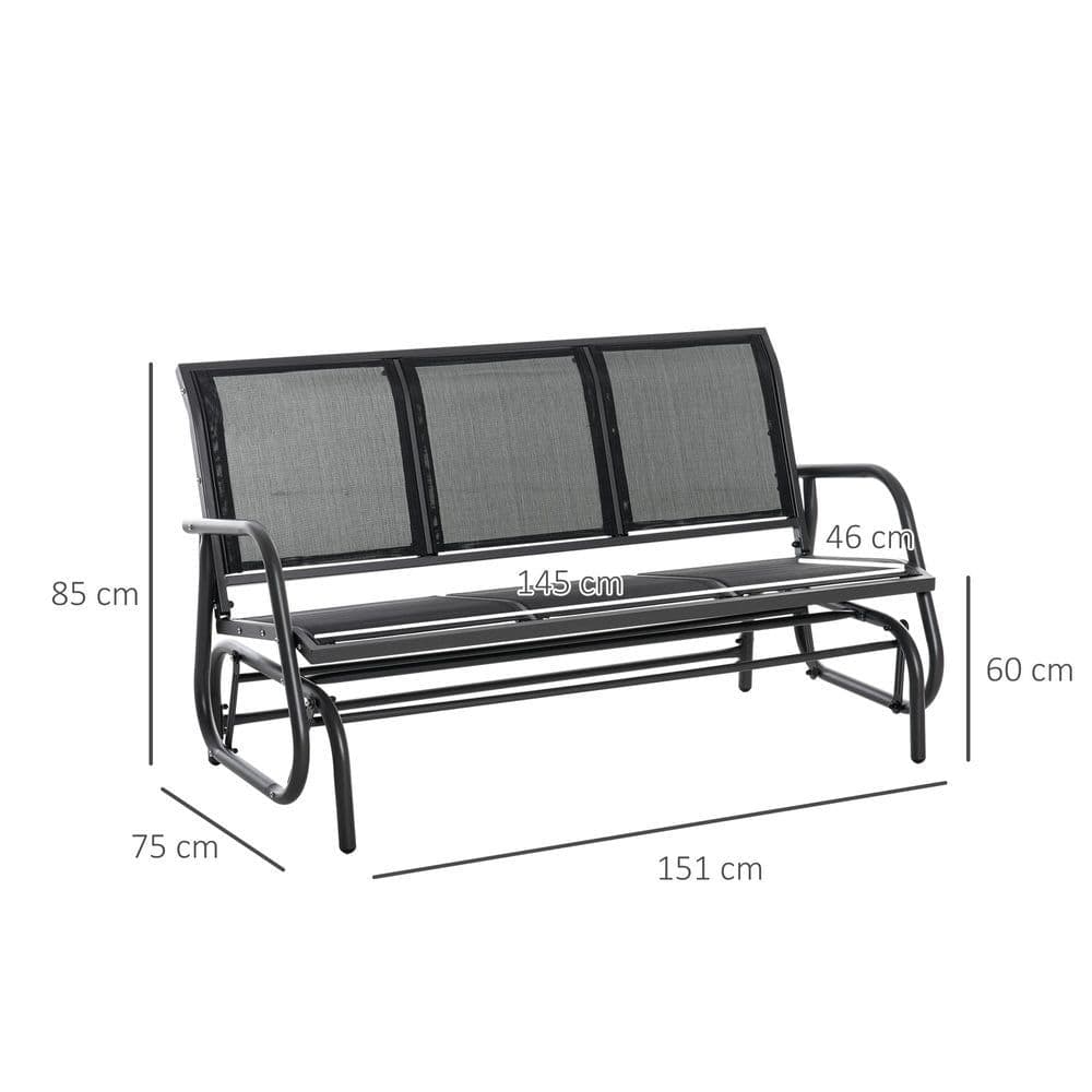 image-3-Seat Glider Rocking Chair for 3 People Bench Patio Furniture Metal Frame