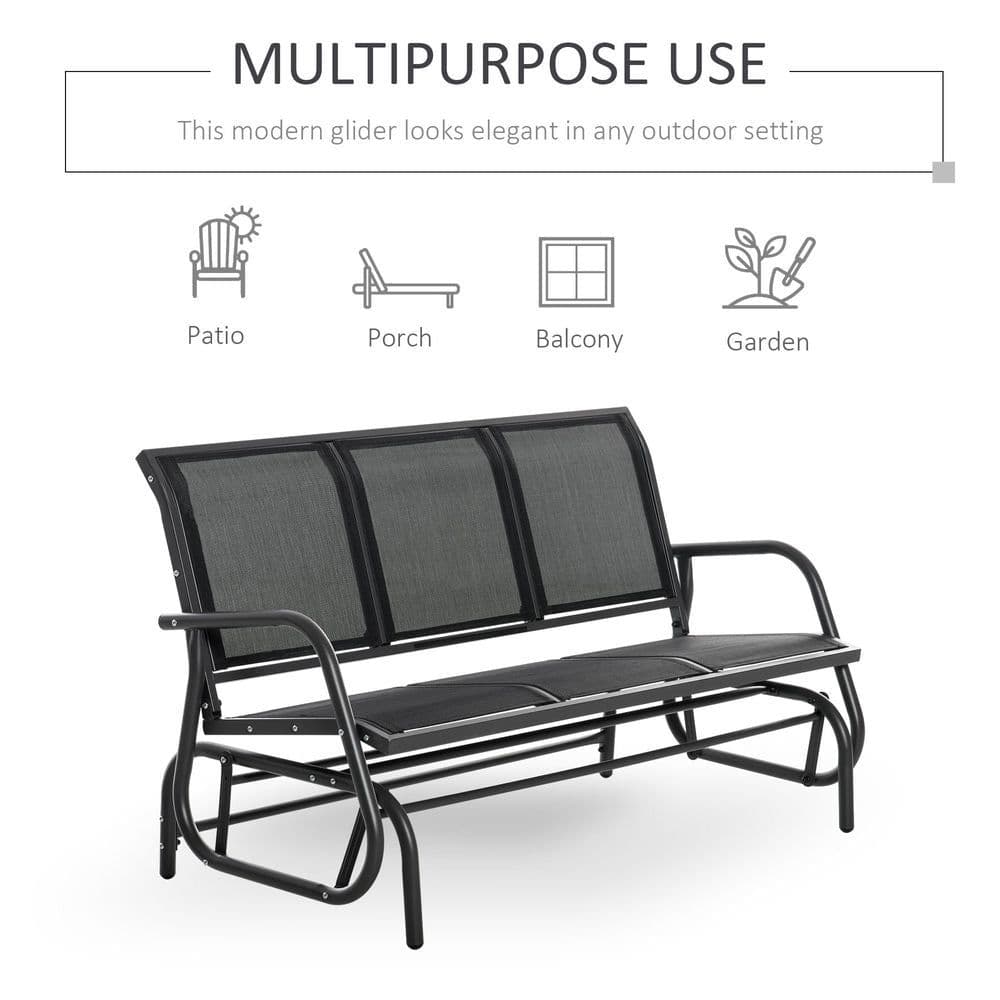 image-3-Seat Glider Rocking Chair for 3 People Bench Patio Furniture Metal Frame