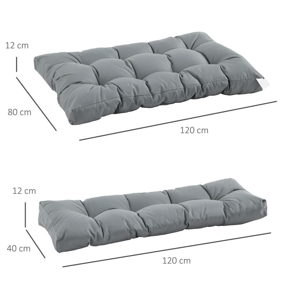 image-2Pcs Garden Tufted Pallet Cushion Seat Pad Back Cushion Patio Dark Grey
