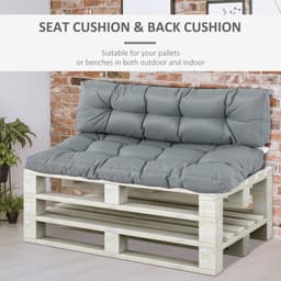 image-2Pcs Garden Tufted Pallet Cushion Seat Pad Back Cushion Patio Dark Grey