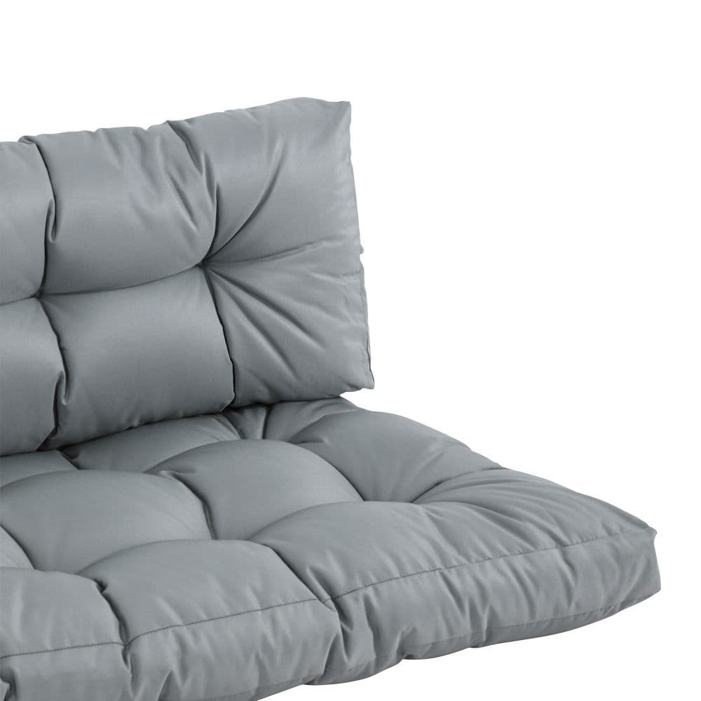 image-2Pcs Garden Tufted Pallet Cushion Seat Pad Back Cushion Patio Dark Grey