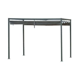 image-Metal Pergola Gazebo Patio Sun Shelter Grape Tent Retractable Canopy Grey