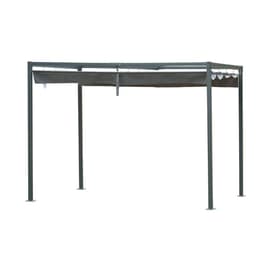 image-Metal Pergola Gazebo Patio Sun Shelter Grape Tent Retractable Canopy Grey