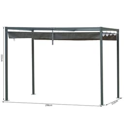 image-Metal Pergola Gazebo Patio Sun Shelter Grape Tent Retractable Canopy Grey