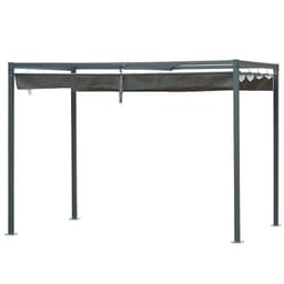 image-Metal Pergola Gazebo Patio Sun Shelter Grape Tent Retractable Canopy Grey