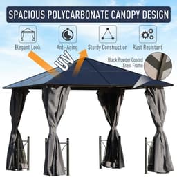 image-3m x 3m Outdoor Aluminium Alloy Gazebo w/ Curtains Dark Grey
