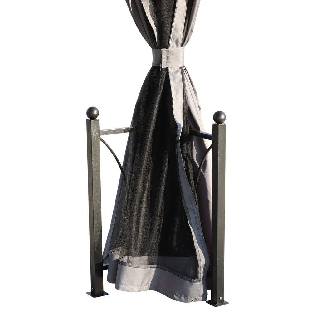 image-3m x 3m Outdoor Aluminium Alloy Gazebo w/ Curtains Dark Grey