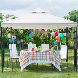 image-3m x 3m Vented Roof Metal Frame Garden Gazebo Cream