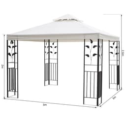 image-3m x 3m Vented Roof Metal Frame Garden Gazebo Cream