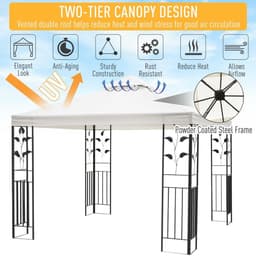 image-3m x 3m Vented Roof Metal Frame Garden Gazebo Cream