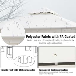 image-3m x 3m Vented Roof Metal Frame Garden Gazebo Cream