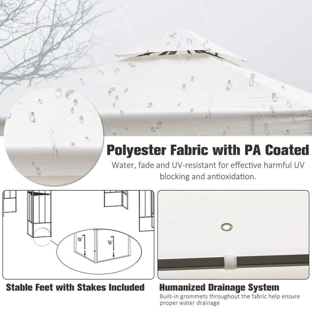 image-3m x 3m Vented Roof Metal Frame Garden Gazebo Cream