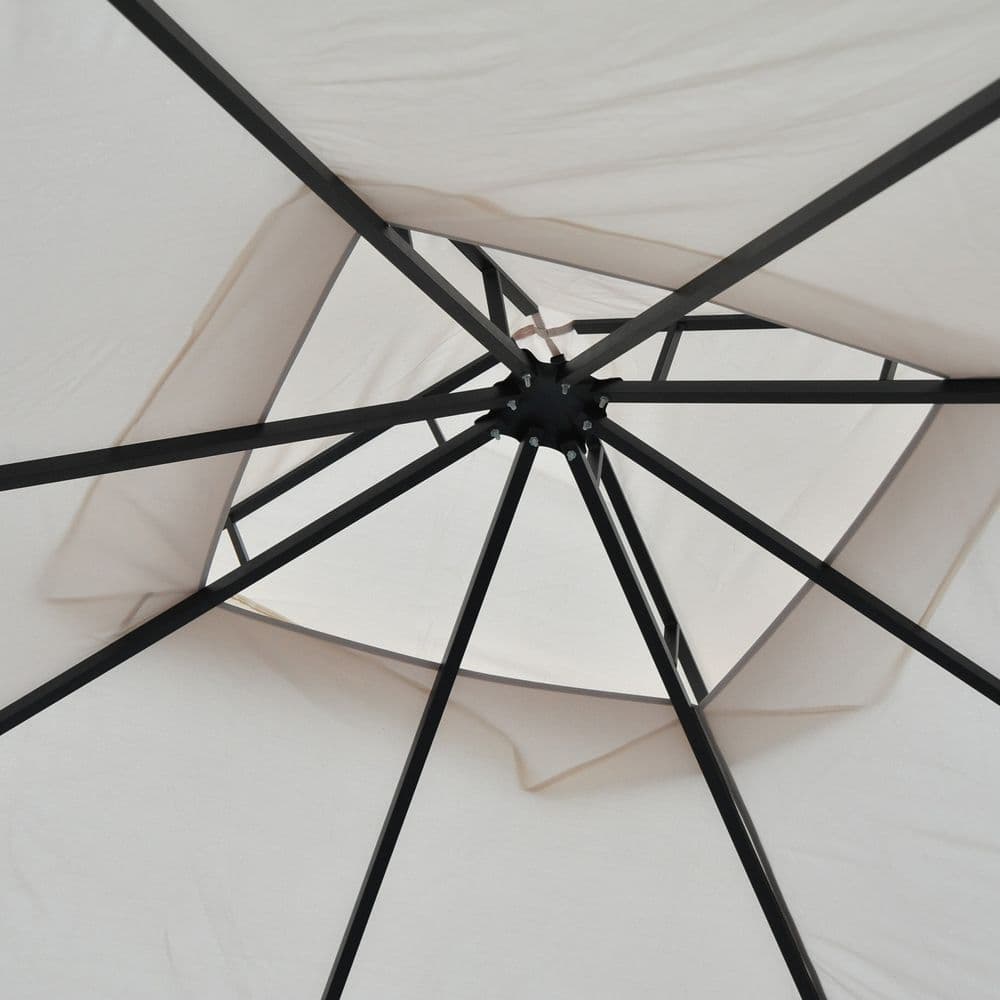 image-Metal Gazebo With Sides Beige 3m x 3m Waterproof Gazebo