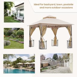 image-Metal Gazebo With Sides Beige 3m x 3m Waterproof Gazebo