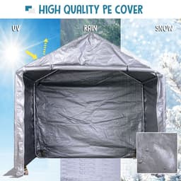 image-2m x 2m Outdoor Galvanized Steel Carport Canopy Grey