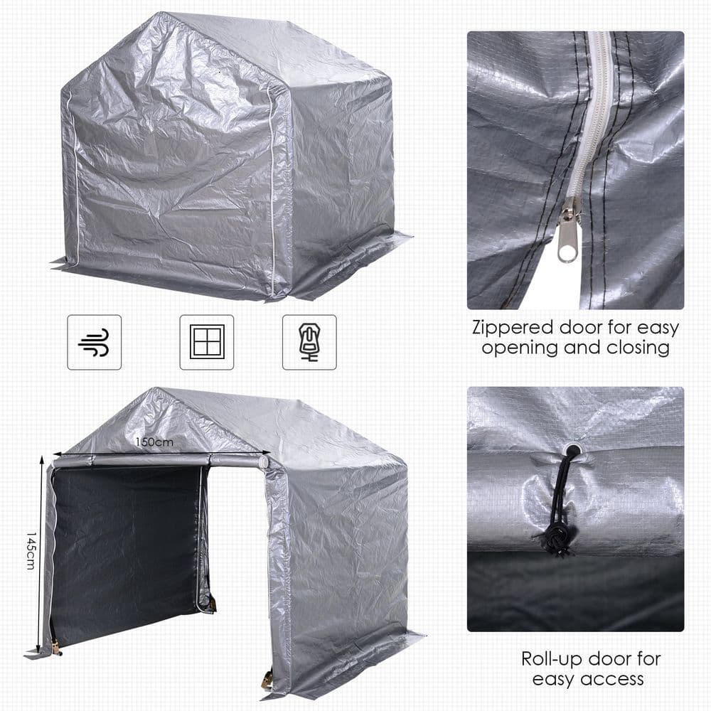 image-2m x 2m Outdoor Galvanized Steel Carport Canopy Grey