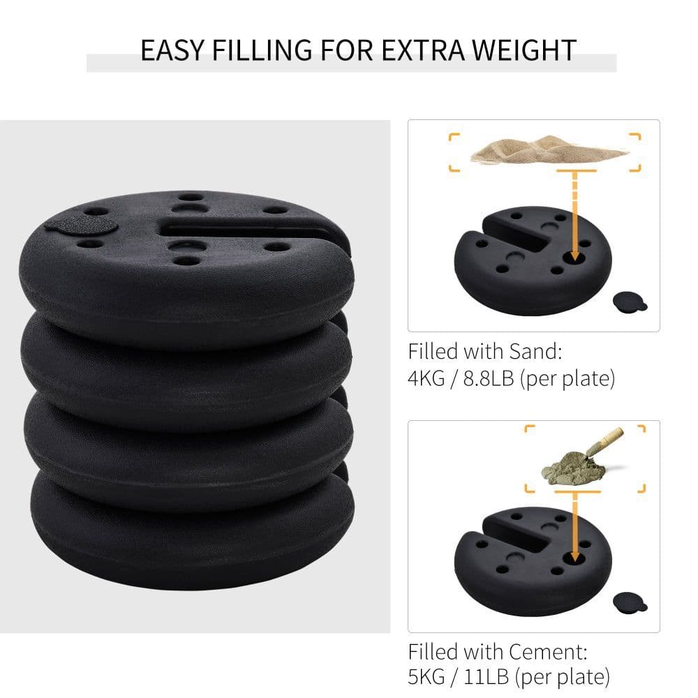 image-Set of 4 Gazebo Tent Canopy Weight Sand Fillable Strong Plastic Durable