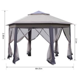 image-4.05m x 4.05m Metal Frame Mesh Draped 2-Tier Roof Gazebo Brown