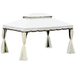 image-3m x 4m Vented Roof Aluminium Frame Gazebo Cream White