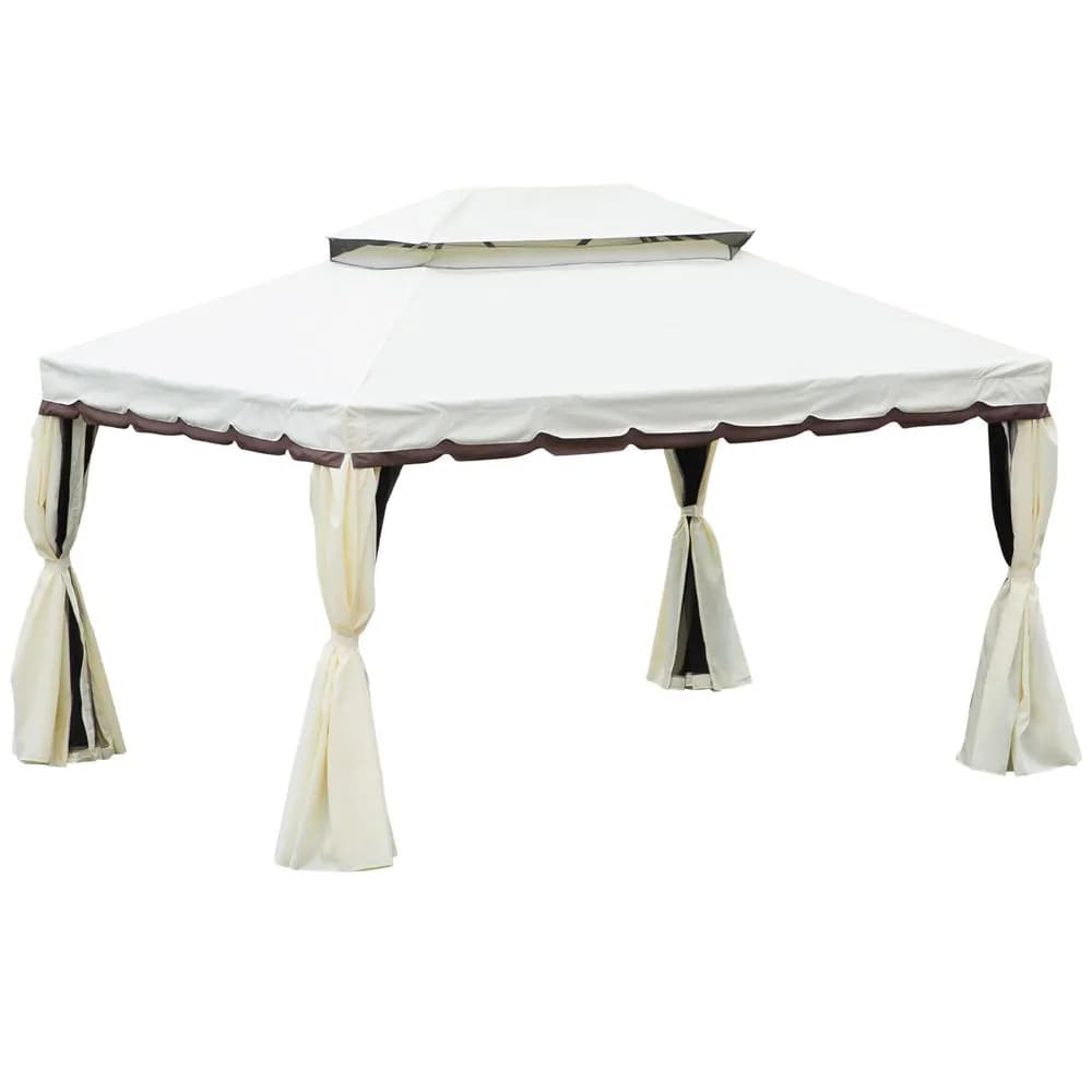 image-3m x 4m Vented Roof Aluminium Frame Gazebo Cream White