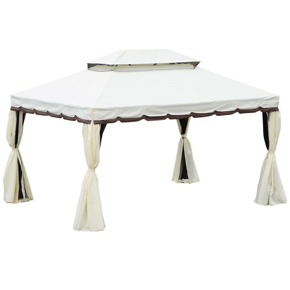image-3m x 4m Vented Roof Aluminium Frame Gazebo Cream White