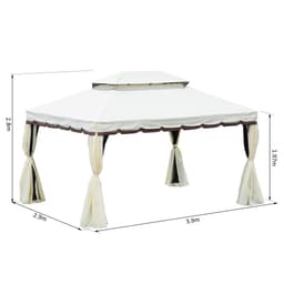 image-3m x 4m Vented Roof Aluminium Frame Gazebo Cream White