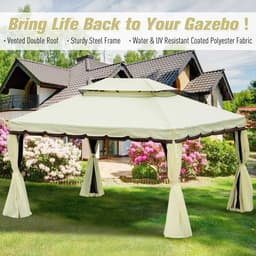 image-3m x 4m Vented Roof Aluminium Frame Gazebo Cream White