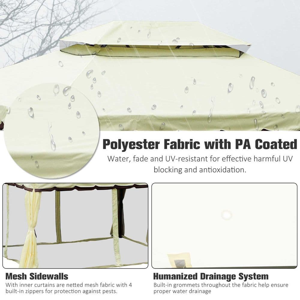 image-3m x 4m Vented Roof Aluminium Frame Gazebo Cream White