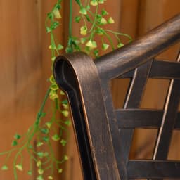 image-Cast Aluminium Bench 2 Seater Patio Porch Park Loveseat Chair, Bronze